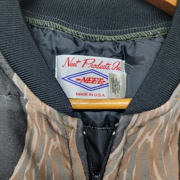 Vtg 70s Neet Insulated Camouflage Outdoors Camo Zip Hunting Vest USA Made L‎ - Picture 9 of 9